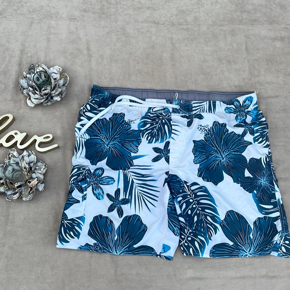 🌊NO BAD DAYS Tropical Swim Trunks Pool Beach Surf Trunks Shorts Mesh Lined - XL